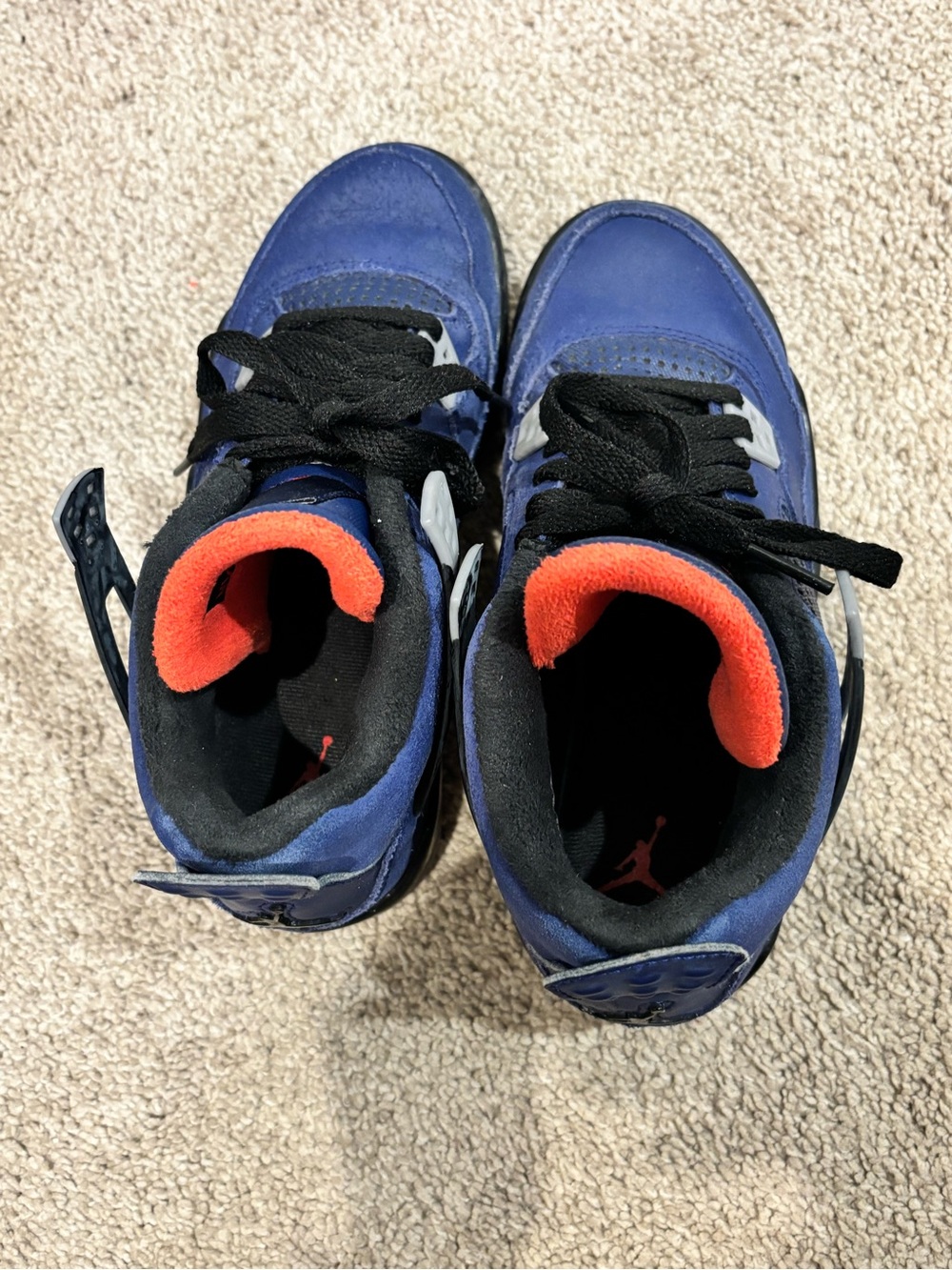 Jordan Kids Navy Blue and Black Sneakers with Orange Trim - Picture 4 of 9